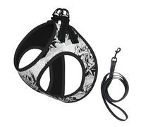 Graffiti Drawing Print Small Dog Cat Pet Leash Vest Harness, Reflective Vest For Outdoor Walk Hike
