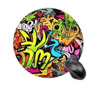 Graffiti Drawing Round Mouse Pad 7.8 Inch, Portable Gaming Mouse Mat with Non-Slip Rubber Base & Smooth Surface, Waterproof Mousepad for PC, Laptop, Computer, Office, Home