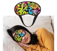 Graffiti Drawing Sleep Mask Soft Blackout Eye Mask with Adjustable Strap Comfortable Eye Shade Cover for Women Men Deep Rest Travel Work Home