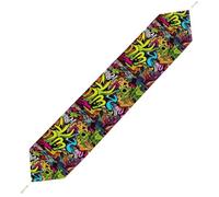 Graffiti Drawing Table Runner for Dining Table, Short Plush Runners Washable & Durable Tablerunner Modern Home Decor for Wedding, Kitchen, Holiday 178*33cm