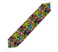 Graffiti Drawing Table Runner for Dining Table, Short Plush Runners Washable & Durable Tablerunner Modern Home Decor for Wedding, Kitchen, Holiday 200*33cm