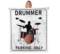 Graffiti Drum Retro Flannel Fleece Throw Blanket 60"x80" Hip Hop Musical Fuzzy Blanket for Sofa Couch Drummer Music Street All Season Bed Blankets Plush Blankets,White Black Brown