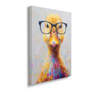 Graffiti Duck Canvas Wall Art Colorful Banksy Ducks Pictures Pop Art Painting Duck Prints Abstract Modern Animal Artwork for Bathroom Living Room Bedroom Office Framed Wall Decor 16"x24"