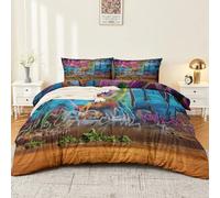 Graffiti Duvet Cover 260 x 220 cm Soft Brushed Microfibre Brick Walls Letters Bedding Set with 2 Pillowcases Easy Care Quilt Cover with Zip & Ties for Bedroom