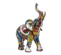 Graffiti Elephant Statue: Graffiti Style Elephant Ornament with Auspicious Meaning - Perfect for Study, Display Stand, Porch, TV Cabinet at Home