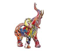 Graffiti Elephant Statue: Graffiti Style Elephant Ornament with Auspicious Meaning - Perfect for Study, Display Stand, Porch, TV Cabinet at Home