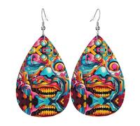 Graffiti face Leather earrings, European and American style earrings for young women, birthday gifts/Valentine's Day gifts