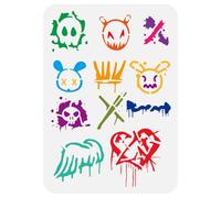 Graffiti FingerInspire Patterns Painting Stencil 21x29.7cm Reusable Crowns Hearts Arrows Wings Template for Wall and Wood Craft
