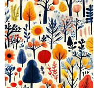 Graffiti Flowers Wallpaper Self-Adhesive 0.4×10 m Colorful Forest Pattern Matte Contact Paper Removable Thicken Waterproof Canvas Peel and Stick Wall Paper for Home Decoration Furniture Renovation