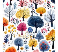 Graffiti Flowers Wallpaper Self-Adhesive 0.4×3 m Colorful Forest Pattern Matte Contact Paper Removable Thicken Waterproof Canvas Peel and Stick Wall Paper for Home Decoration Furniture Renovation