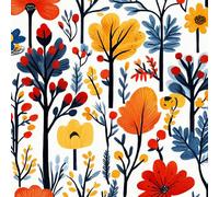 Graffiti Flowers Wallpaper Self-Adhesive 0.45×5 m Colorful Forest Pattern Matte Contact Paper Removable Thicken Waterproof Canvas Peel and Stick Wall Paper for Home Decoration Furniture Renovation