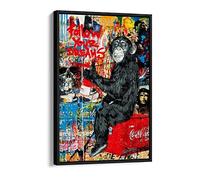 Graffiti Follow Your Dreams Brainwash Banksy Style Canvas Floater Frame Print Picture Art - Black Frame 12 inch wide x 18 inch high