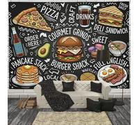Graffiti Fun Tapestry Fast Food Drinks Wall Hanging Designs for Home Black White Decoration Bedroom Living Room Wall Tapestry 180 × 230 cm