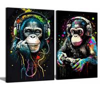 Graffiti Gaming Canvas Wall Art Game Room Decor Boys Gamer Controller Poster Animals Vintage Watercolor Cool Music Chimpanzee Pictures Painting Boys teeny Room Kids Game for Room Bedroom Decoration
