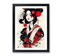 Graffiti Geisha Framed Print | A2 Black Framed Wall Art | Ready to Hang | Eclectic Nature Picture | Living Room Bedroom Lounge Office