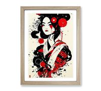 Graffiti Geisha Framed Print | A2 Oak Framed Wall Art | Ready to Hang | Eclectic Nature Picture | Living Room Bedroom Lounge Office