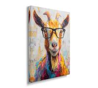 Graffiti Goat Canvas Wall Art Colorful Banksy Goats Pictures Pop Art Painting Goat Prints Abstract Modern Animal Artwork for Bathroom Living Room Bedroom Office Framed Wall Decor 12"x16"