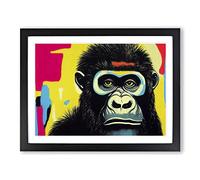 Graffiti Gorilla Abstract Framed Print | A3 Black Framed Wall Art | Ready to Hang | Eclectic Animal Picture | Living Room Bedroom Lounge Office