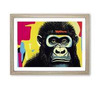 Graffiti Gorilla Abstract Framed Wall Art Print A2 Oak