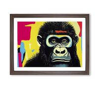 Graffiti Gorilla Abstract Framed Wall Art Print A2 Walnut