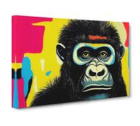 Graffiti Gorilla Canvas Print | Gallery Wrapped 30mm Frame Wall Art | 30x20 inches | Ready to Hang | Abstract Animals Picture | Living Room Bedroom Lounge Office