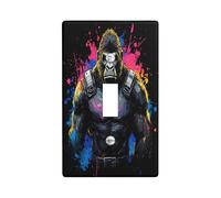 Graffiti Gorilla Decorative Light Switch Cover Plate 1 Gang Single Toggle, Cool Chimpanzee Electrical Faceplate for Kitchen Bathroom, Monkey Animal Switchcover Decor