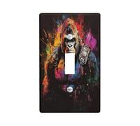 Graffiti Gorilla Decorative Light Switch Cover Wall Plate 1 Gang Single Toggle, Cool Chimpanzee Electrical Faceplate for Kitchen Bathroom, Monkey Animal Switchcover Decor