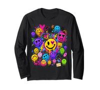 Graffiti Happy Face Street Art Color Pop Graphic Design Long Sleeve T-Shirt