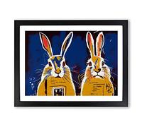 Graffiti Hares Abstract Framed Wall Art Print A2 Black