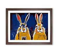 Graffiti Hares Abstract Framed Wall Art Print A2 Walnut