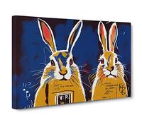 Graffiti Hares Canvas Print | Gallery Wrapped 30mm Frame Wall Art | 30x20 inches | Ready to Hang | Abstract Picture | Living Room Bedroom Lounge Office