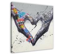 Graffiti Heart Hands Poster Canvas Poster Wall Art Decor Print Picture Paintings for Living Room Bedroom Decoration 28x28inch(70x70cm)
