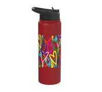 Graffiti Hearts Colorful Dripping Vibrant Paint Splatter Stainless Steel Insulated Water Bottle