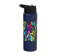Graffiti Hearts Colorful Dripping Vibrant Paint Splatter Stainless Steel Insulated Water Bottle