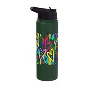 Graffiti Hearts Colorful Dripping Vibrant Paint Splatter Stainless Steel Insulated Water Bottle