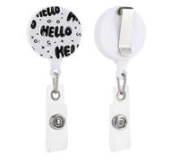 Graffiti Hello Words Retractable Badge Holder Reel Clip ID Card Holder for Doctor Nurse Student Office Worker