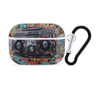 Graffiti Hip Hop Airpod Pro Case AirPods 2 Case for Women Hard Shell Protective Cover with Carabiner Keychain Compatible with AirPods Case 2nd 1st Generation, Front LED Visible White