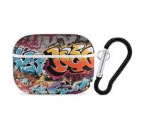 Graffiti Hip Hop Airpod Pro Case AirPods 2 Case for Women Hard Shell Protective Cover with Carabiner Keychain Compatible with AirPods Case 2nd 1st Generation, Front LED Visible White