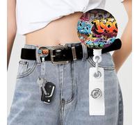 Graffiti Hip Hop Badge Reels Retractable with Clip and Keychain Funny Cute Badge Clips Id Card Badge Holder for Office Worker Doctor Nurse