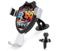 Graffiti Hip Hop Car Phone Mount Universal Auto Phone Holder Adjustable Cellphone Car Mount 360° Rotation, Dashboard & Windshield & Air Vent Strong Suction Cup Phone Stand Compatible with All Smartpho
