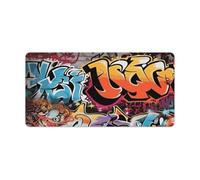 Graffiti Hip Hop Desk Mat 30x60cm, Non-Slip Rubber Base with Stitched Edges, Waterproof Desk Pad for Keyboard & Mouse, Large Mouse Pad for Office Gaming