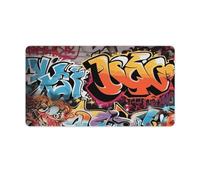 Graffiti Hip Hop Desk Mat 40X75cm, Non-Slip Rubber Base with Stitched Edges, Waterproof Desk Pad for Keyboard & Mouse, Large Mouse Pad for Office Gaming