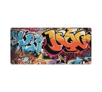 Graffiti Hip Hop Desk Mat 40x90cm, Non-Slip Rubber Base with Stitched Edges, Waterproof Desk Pad for Keyboard & Mouse, Large Mouse Pad for Office Gaming