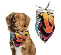 Graffiti Hip Hop Dog Bandana Triangle Pet Bandanas Adjustable Pet Scarf Breathable Comfort Dog Scarf Cute Soft Puppy Scarfs Washable Daily Handkerchief Cats Scarves