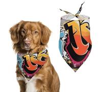 Graffiti Hip Hop Dog Bandanas for Feeding Grooming, Triangle Pet Bibs for Cats & Dogs Washable Fashion Pets Scarf for Party Travel 27.6 X 11.8 Inch