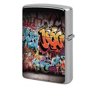 Graffiti Hip Hop Lighter Case Pouch Double-Sided Metal Lighter Sleeve Scratch & Drop Resistant Lighters Protector Fits Standard Kerosene Lighters Pocket Protective Cover for Camping Party