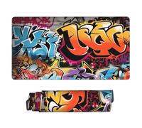 Graffiti Hip Hop Mouse Pad Large Desk Mat XL PU Leather Desk Pad Waterproof Gaming Mousepad Easy Clean Desks Protector Mat Keyboard Mats, Writing Pads for Office Home 29.5 x 16 in