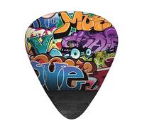Graffiti Hip Hop Print Guitar Picks,12 Pack Guitar Plectrums Thin, For Bass Electric Acoustic Guitars Ukulele