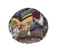 Graffiti Hip Hop Printed Double-Layer Waterproof Shower Cap - Reusable Spa & Face Mask Bathing Hat for Travel, Home Care & Beauty Routine