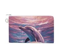 Graffiti Hip Hop Wallet for Men Women Canvas Coin Purse Zippered Change Holder with Secure Closure, dolphins art, One Size, Dolphins Art